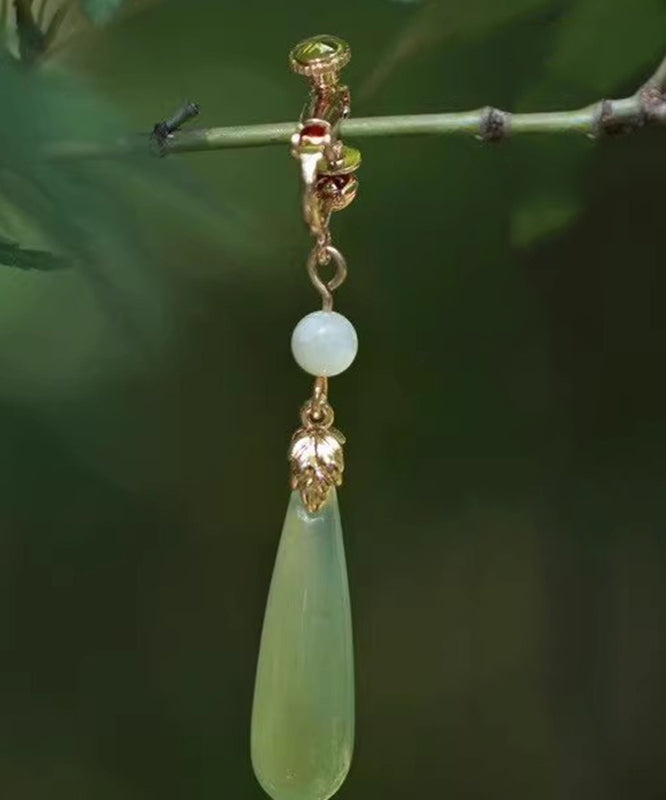 Chic Green Sterling Silver Alloy Pearl Drop Earrings