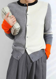 Chic Grey Asymmetrical Button Knit Cardigans Fall