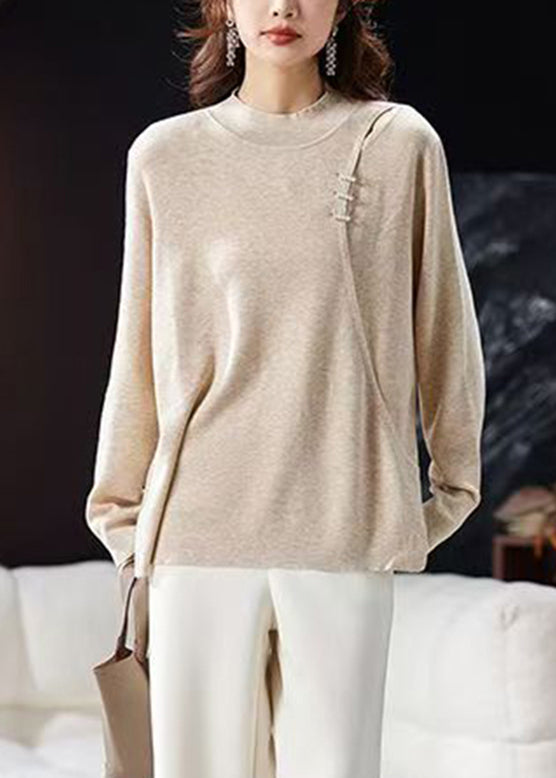 Chic Grey O-Neck Hollow Out Knit Top Spring