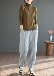 Chic Grey Patchwork Warm Fleece Sweatshirt Pants Spring