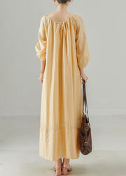 Chic Khaki Oversized Hollow Out Linen Dress Spring