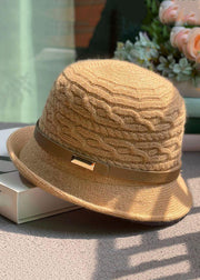 Chic Khaki Sashes Patchwork Knit Cloche Hat