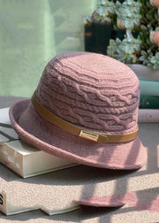 Chic Khaki Sashes Patchwork Knit Cloche Hat