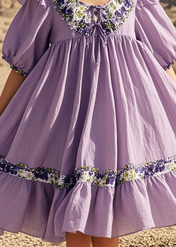 Chic Lavender Oversized Cotton Tea Dresses Summer