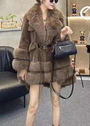 Chic Leopard Peter Pan Collar Drawstring Patchwork Fuzzy Fur Fluffy Coats Winter