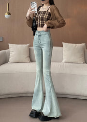 Chic Light Blue High Waist Denim Bell-bottom Trousers Spring