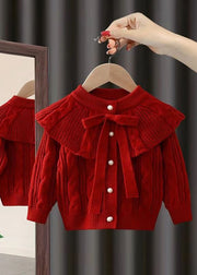 Chic Mulberry Cloak Sleeves Cotton Knit Girls Cable Knit Sweaters Winter