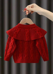 Chic Mulberry Cloak Sleeves Cotton Knit Girls Cable Knit Sweaters Winter