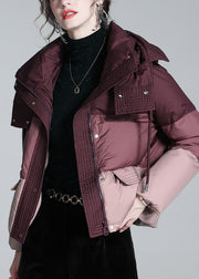 Chic Mulberry Zip Up Pockets Duck Down Puffer Jacket Winter