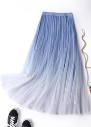 Chic Navy Gradient Color High Waist Tulle Skirts Summer