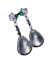 Chic Nude Sterling Silver Inlaid Zircon Jade Gourd Drop Earrings