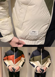 Chic Orange Zip Up Patchwork Duck Down Men Coat Spring