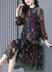 Chic Oversized Print Chiffon Holiday Dress Two Piece Set Women Clothing Spring