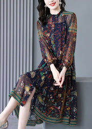 Chic Oversized Print Chiffon Holiday Dress Two Piece Set Women Clothing Spring