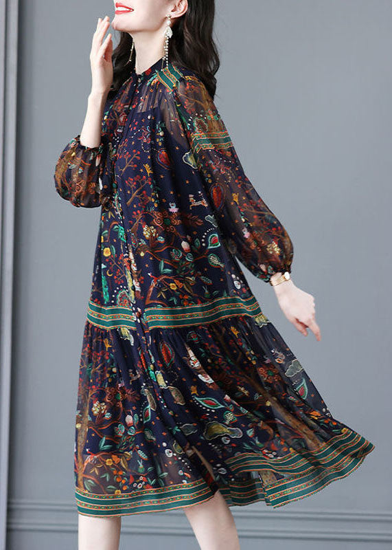 Chic Oversized Print Chiffon Holiday Dress Two Piece Set Women Clothing Spring