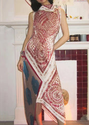Chic Photo Color Asymmetrical Print Cotton Dress Summer