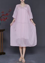 Chic Pink Oversized Draping Chiffon Dresses Two Piece Set Summer