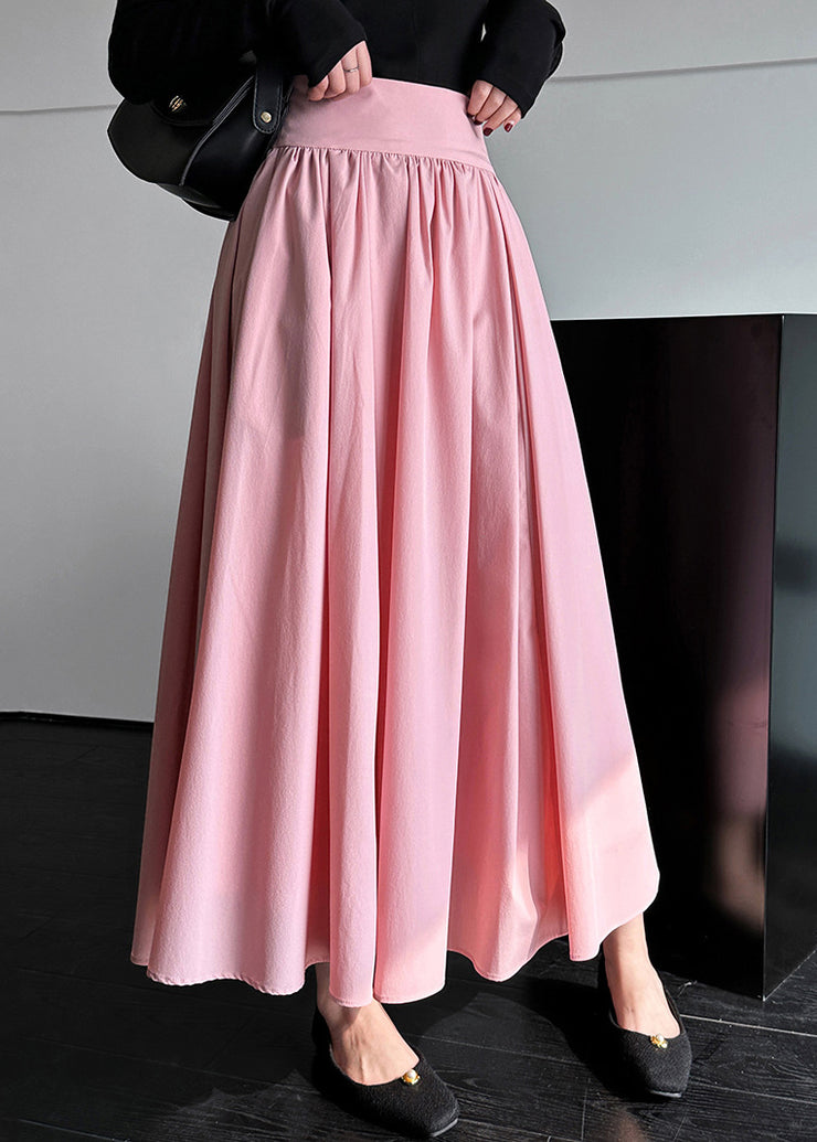 Chic Pink Zippered High Waist Cotton Skirts Spring