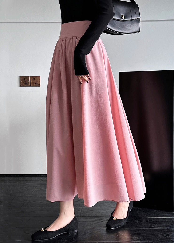 Chic Pink Zippered High Waist Cotton Skirts Spring