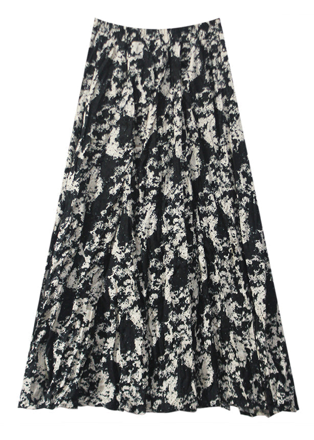 Chic Print Wrinkled Elastic Waist A Line Skirt