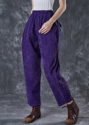 Chic Purple Oversized Pockets Corduroy Harem Pants Spring