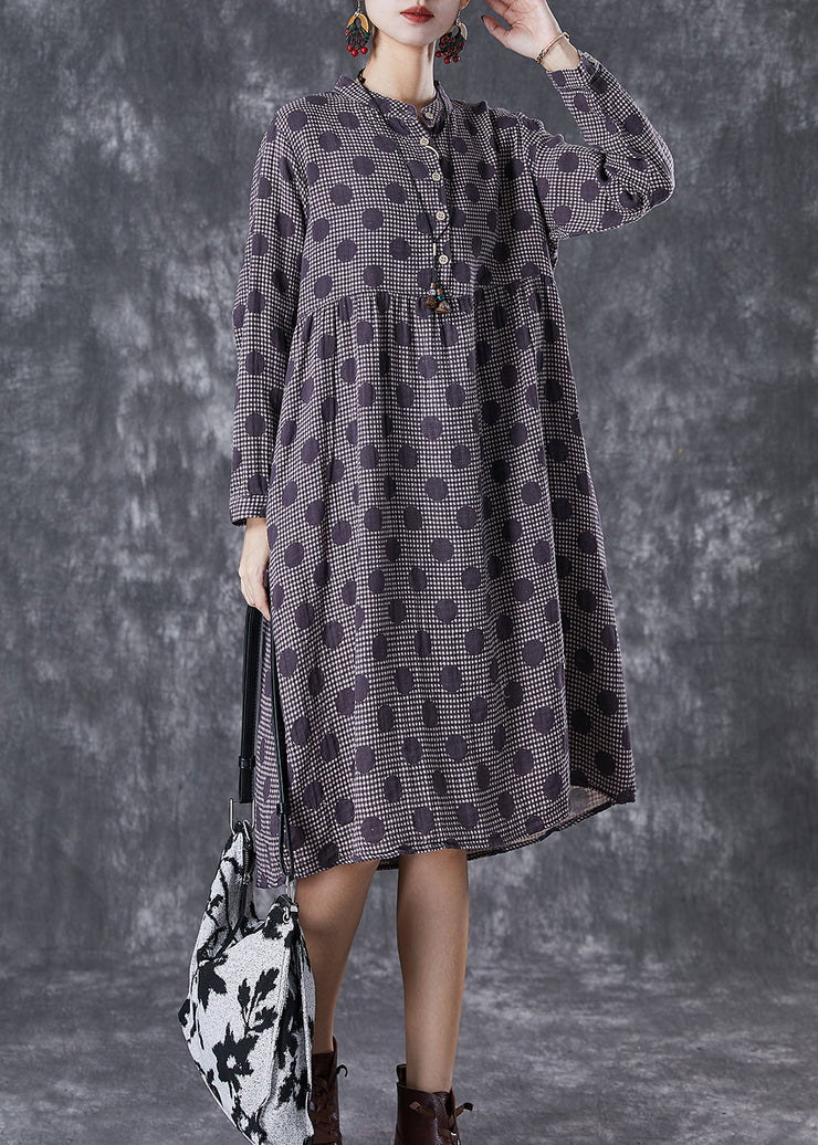 Chic Purple Oversized Print Cotton Vacation Dresses Fall