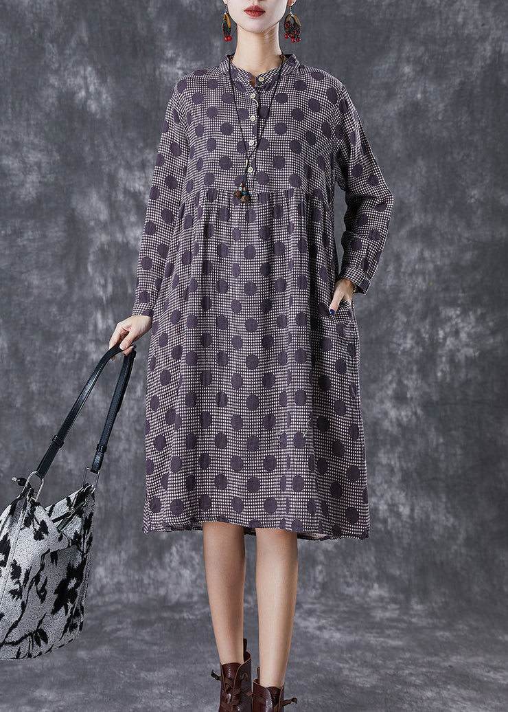 Chic Purple Oversized Print Cotton Vacation Dresses Fall