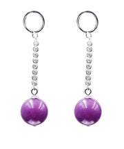 Chic Purple Sterling Silver Inlaid Gem Stone Zircon Drop Earrings