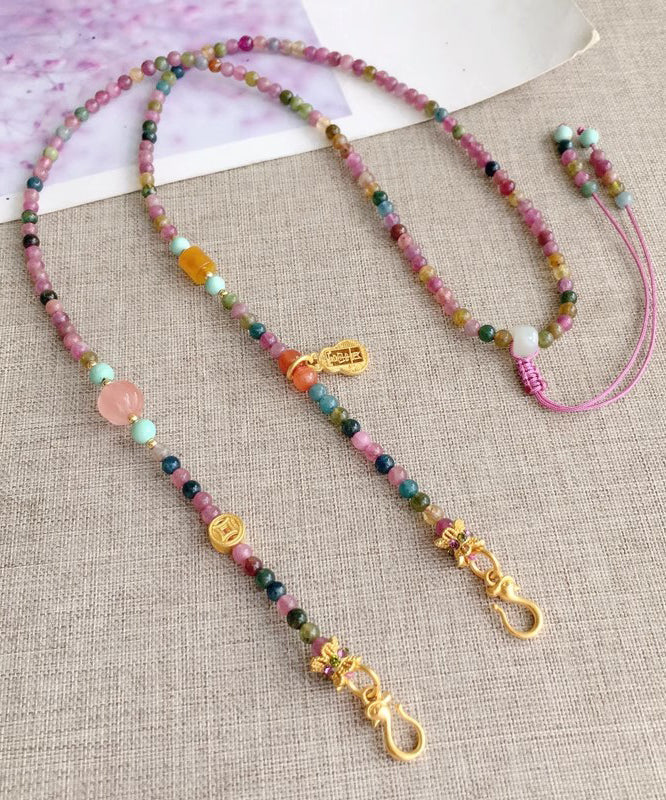 Chic Rainbow Crystal Beading Tassel Pendant Necklace