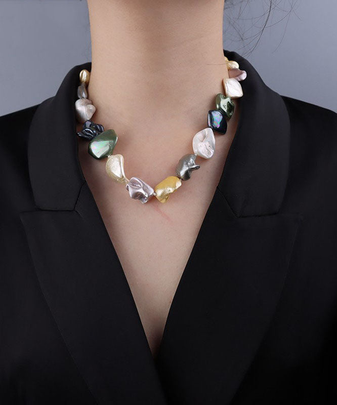 Chic Rainbow Pearl Shell Gratuated Bead Necklace