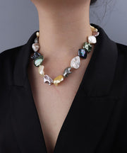 Chic Rainbow Pearl Shell Graduated Bead Necklace