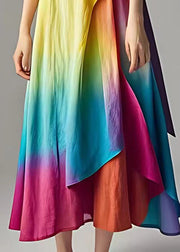 Chic Rainbow Tie Dye Cotton Robe Dresses Summer