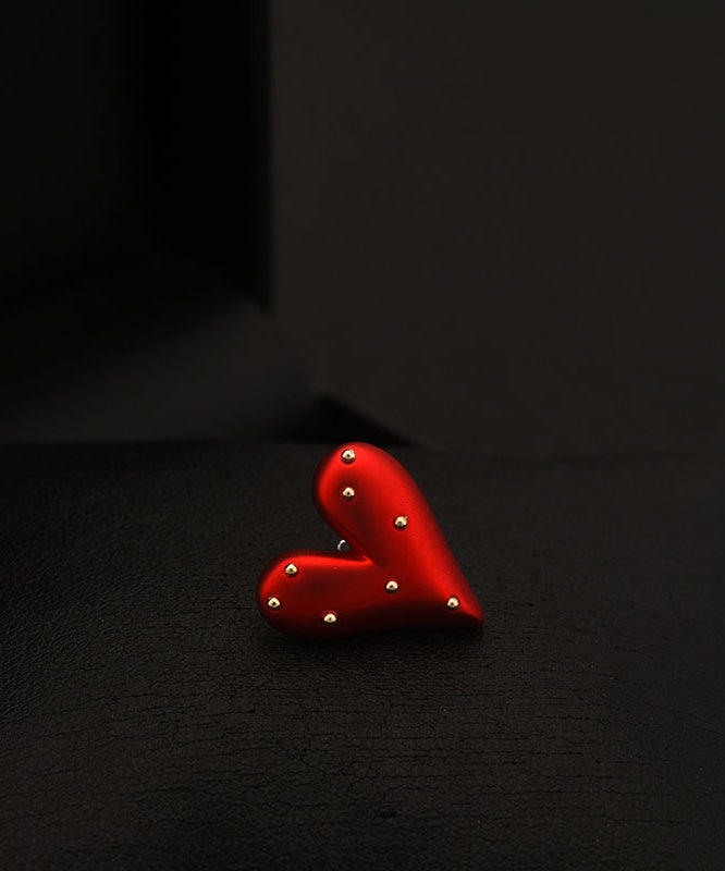 Chic Red Stainless Steel Love Brooch