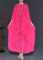 Chic Rose Asymmetrical Oversized Chiffon Women Sets Two Piece Spring