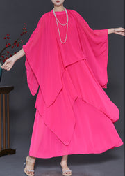 Chic Rose Asymmetrical Oversized Chiffon Women Sets Two Piece Spring