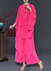 Chic Rose Asymmetrical Oversized Chiffon Women Sets Two Piece Spring