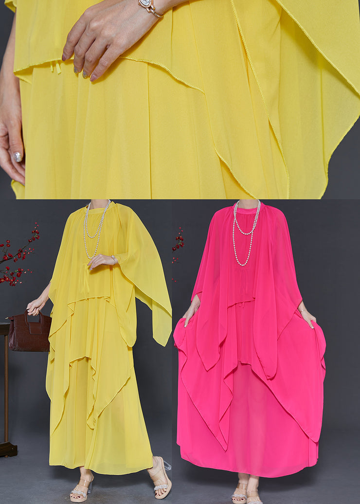 Chic Rose Asymmetrical Oversized Chiffon Women Sets Two Piece Spring