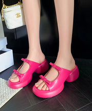 Chic Rose Bow Buckle Strap Chunky Sandals
