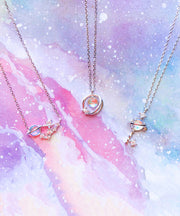 Chic Rose Gold Ovgild Inlaid Gem Stone Zircon Starry Sky Three Piece Set Pendant Necklace