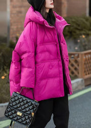 Chic Rose Hooded Duck Down Puffer Jacket Winter