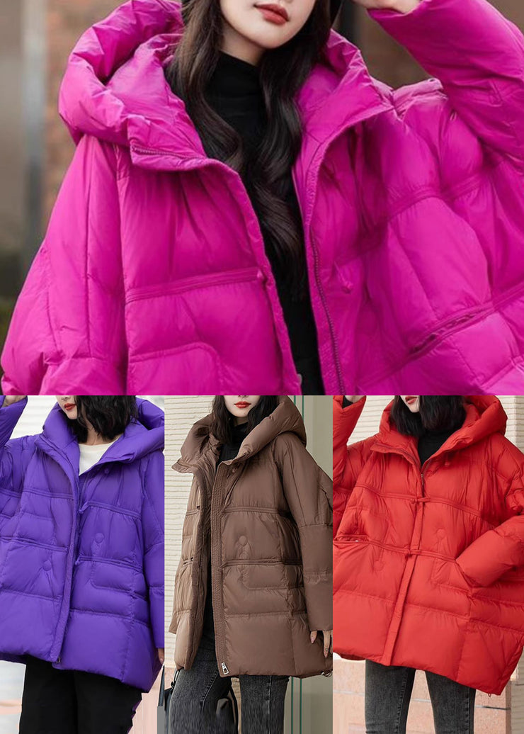 Chic Rose Hooded Duck Down Puffer Jacket Winter