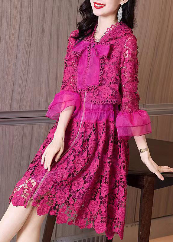 Chic Rose Hooded Embroideried Patchwork Lace Dresses Fall