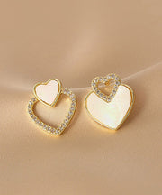 Chic Silk Alloy Acrylic Zircon Asymmetricar Love Stud Earrings