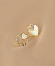 Chic Silk Alloy Acrylic Zircon Asymmetricar Love Stud Earrings