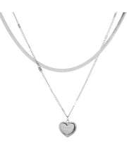 Chic Silk Stainless Steel Love Double Layer Love Pendant Necklace