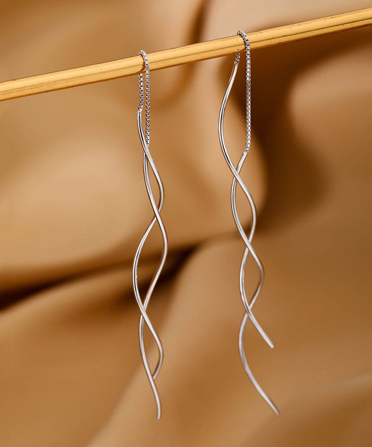 Chic Silk Sterling Silver Wave Drop Earrings