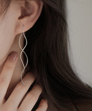 Chic Silk Sterling Silver Wave Drop Earrings