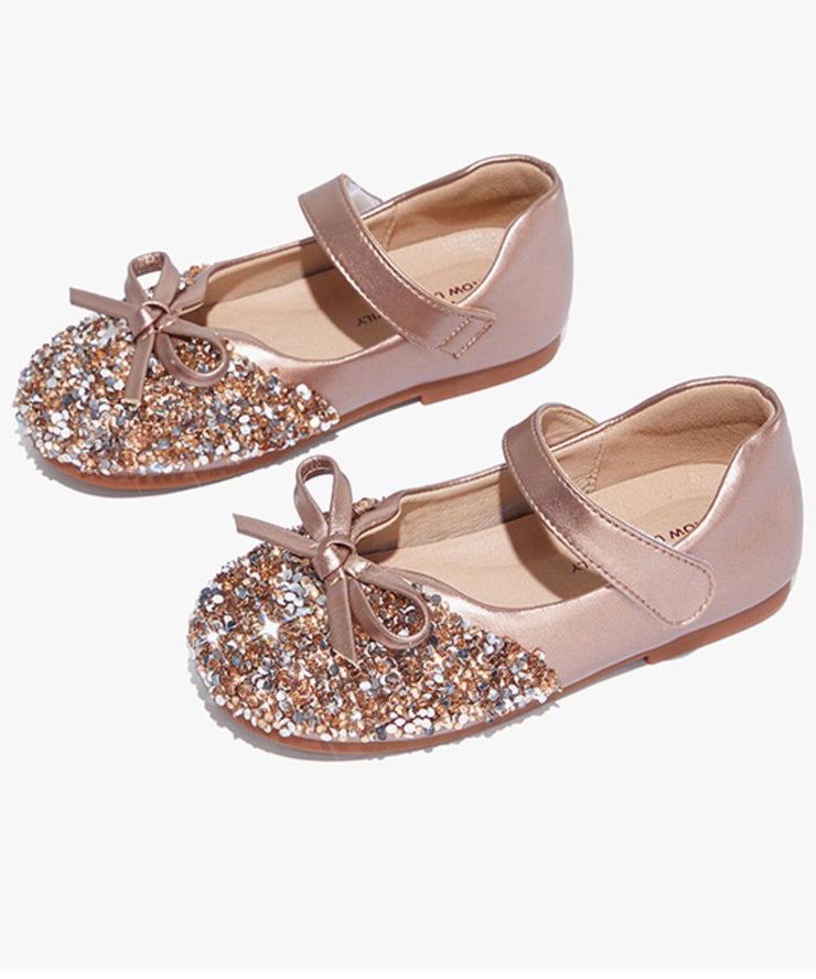 Chic Silvery Bow Buckle Strap Girls Flat Feet Shoes