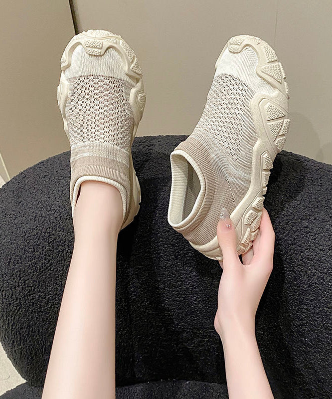 Chic Splicing Breathable Platform Beige Sport Shoes