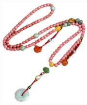 Chic Water Red Jade Pearl Gem Stone Beading Pendant Necklace